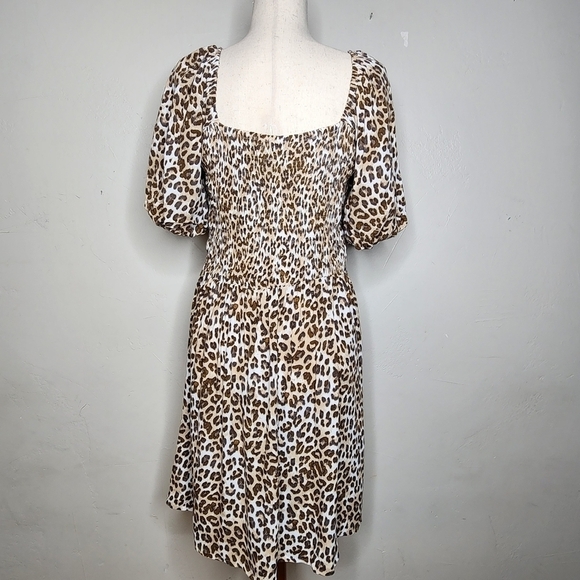 Faithful the Brand Ilaria Smocked Leopard Print Mini Dress Size‎ Large - Picture 10 of 16